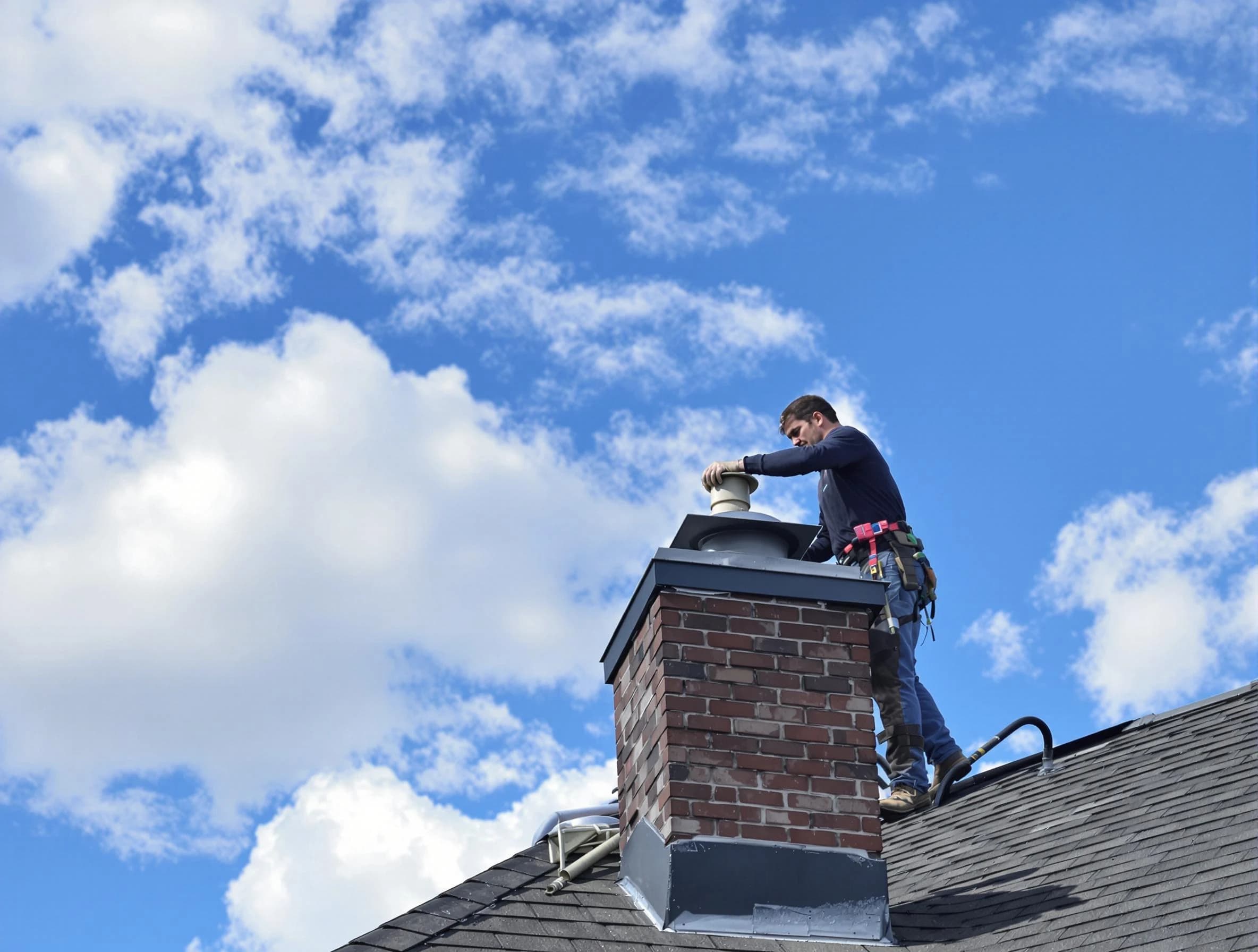 Salem Chimney Sweep installing a sturdy chimney cap in Salem, MA