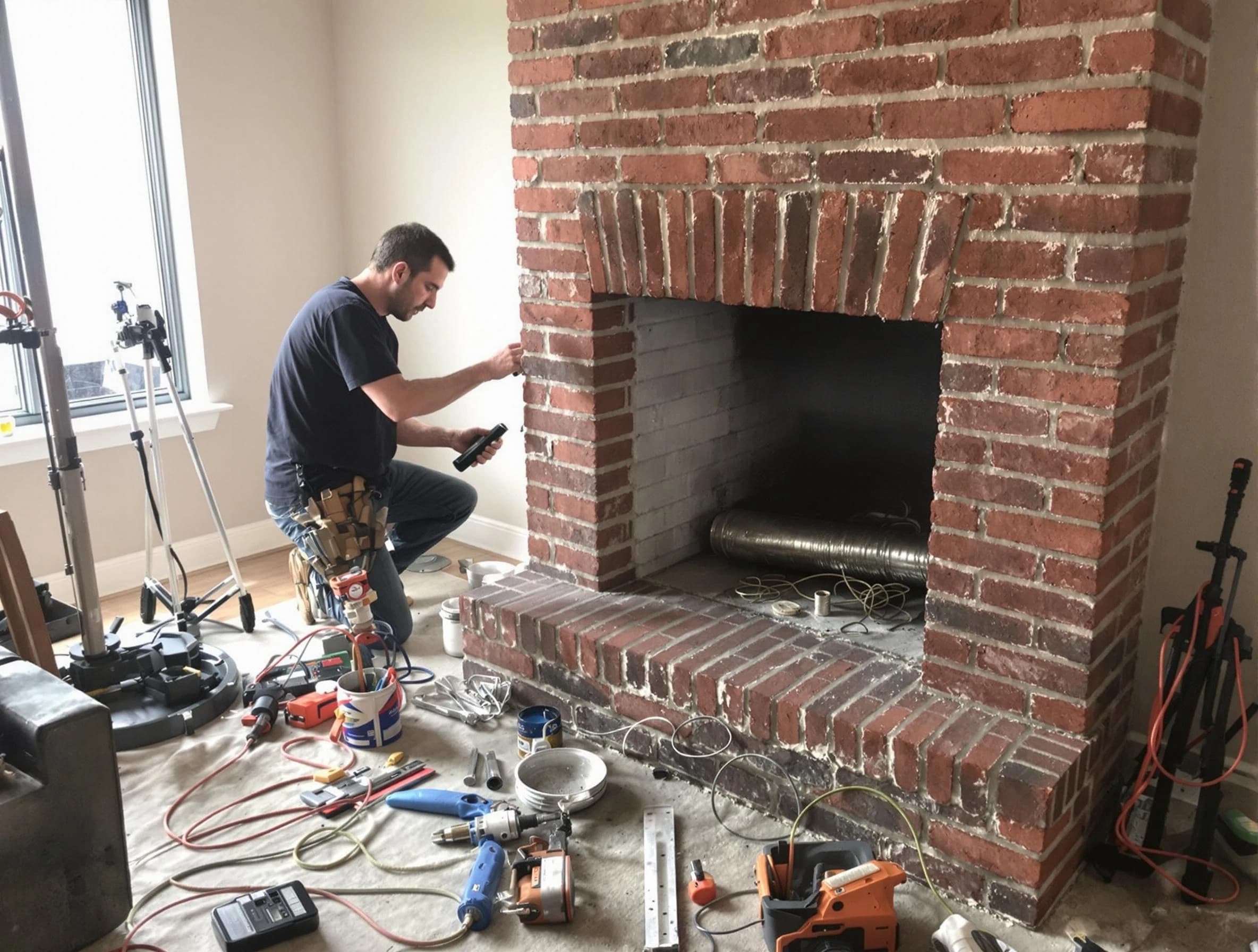 Salem Chimney Sweep specialist finalizing chimney liner service in Salem, MA
