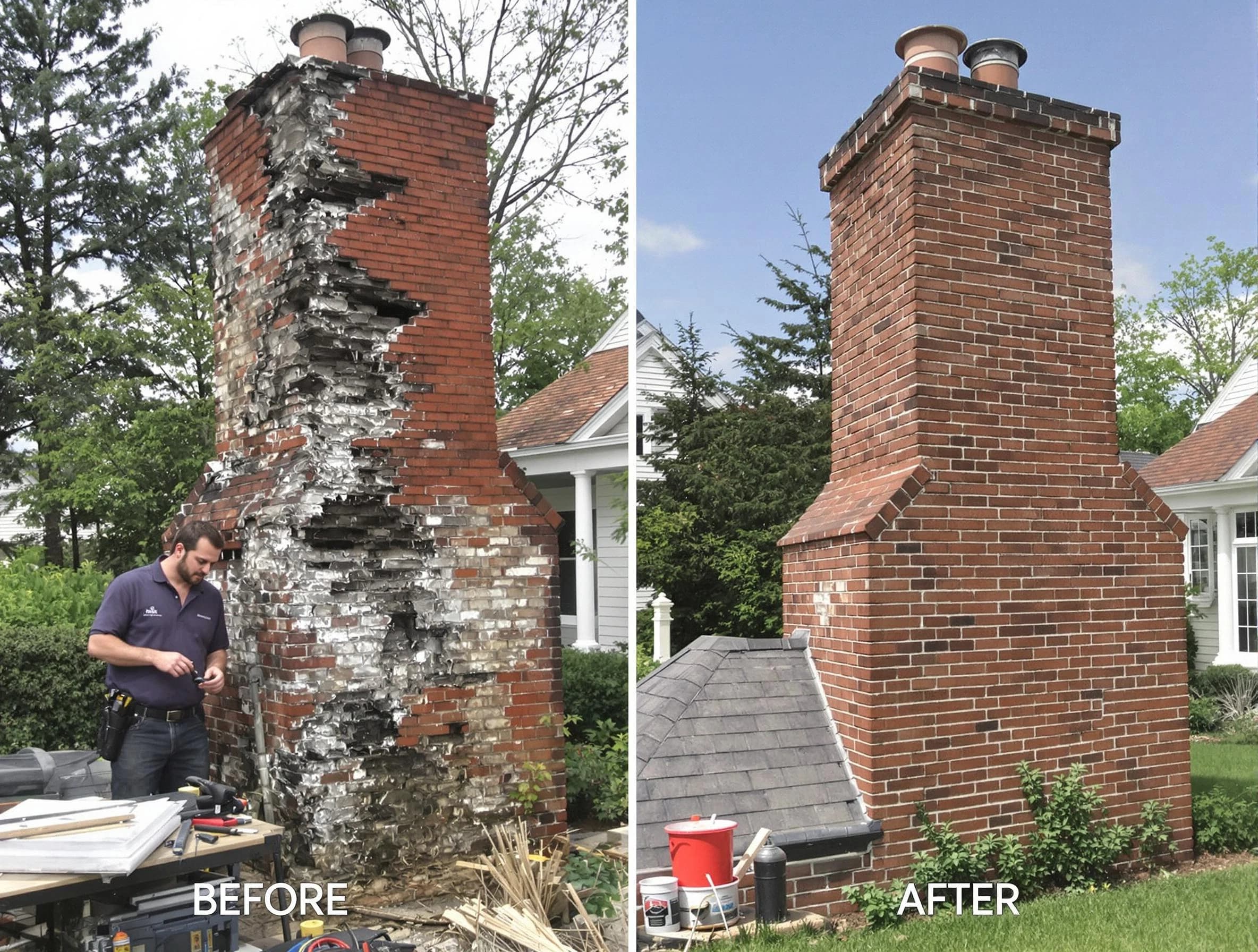 Salem Chimney Sweep performing a full chimney restoration in Salem, MA