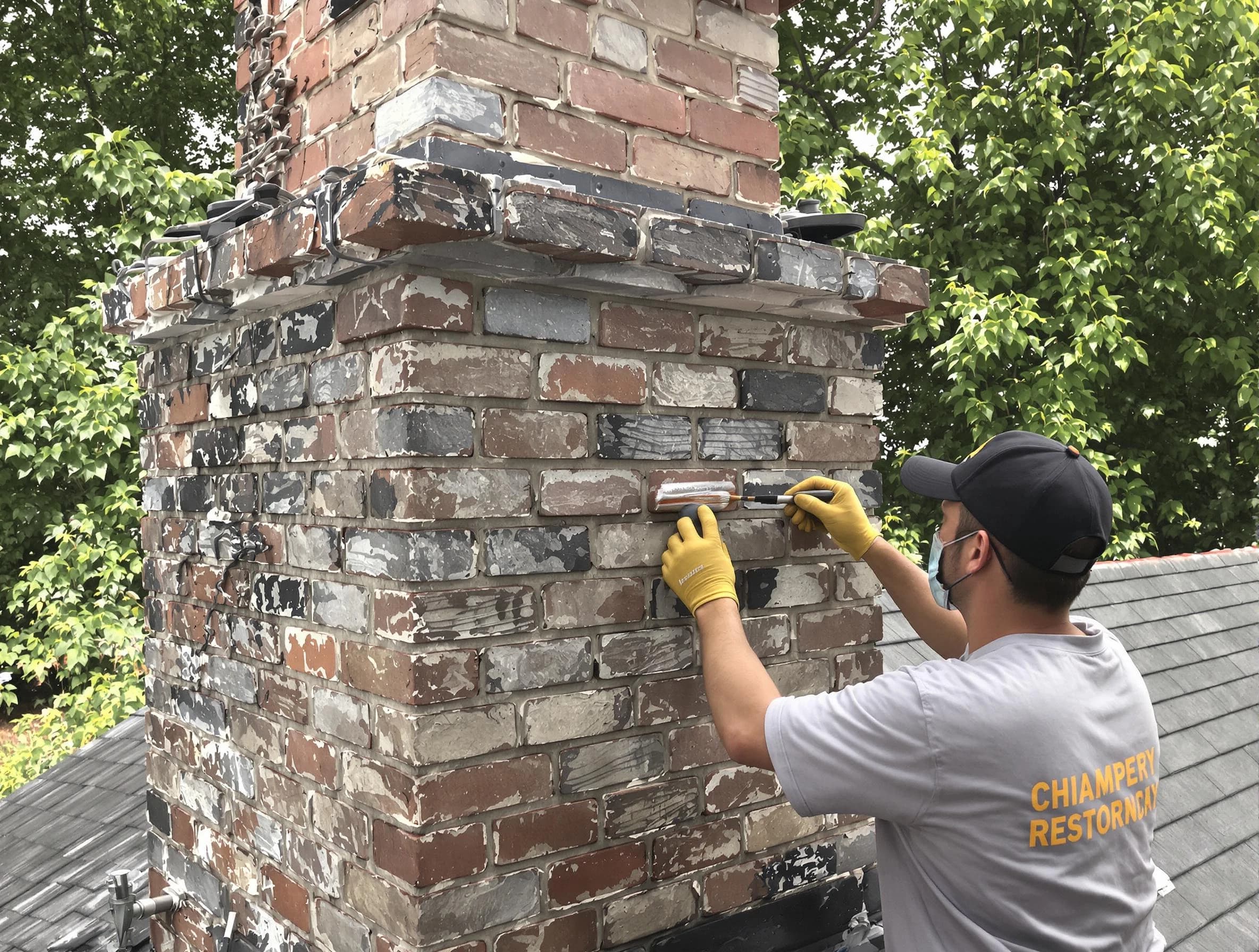 In-progress chimney restoration by Salem Chimney Sweep in Salem, MA