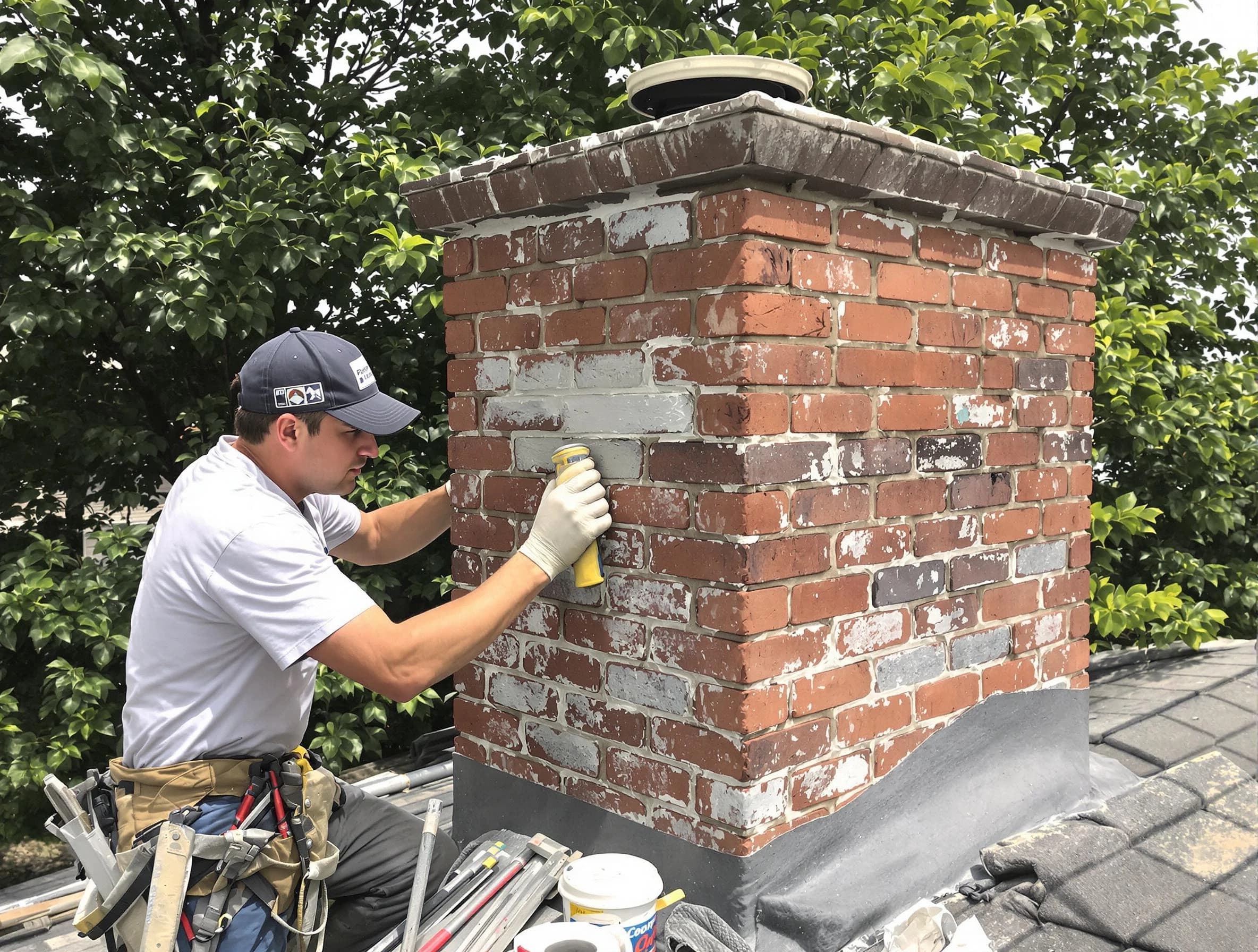 Salem Chimney Sweep restoring an aging chimney in Salem, MA