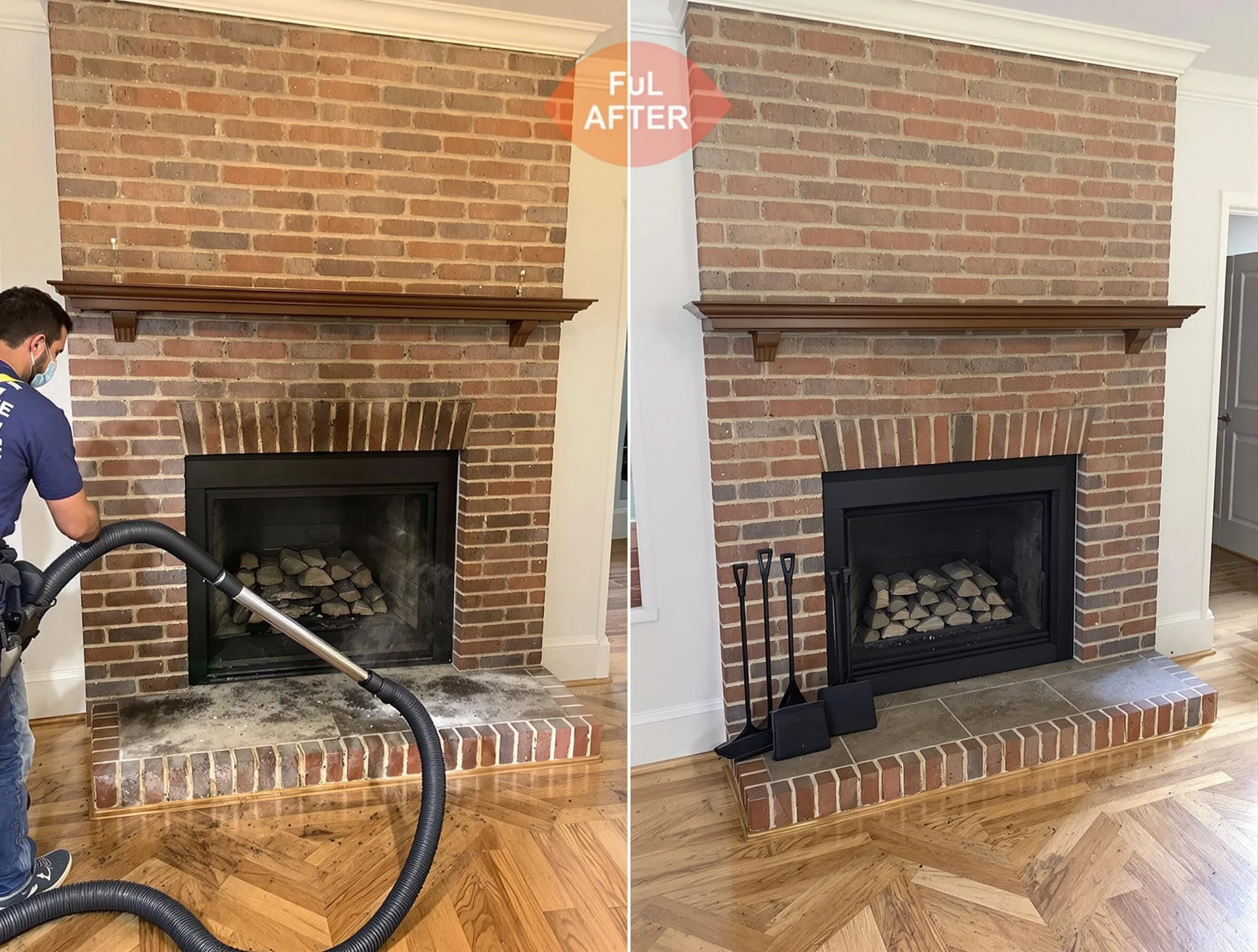 Salem Chimney Sweep carefully sanitizing a fireplace in Salem, MA