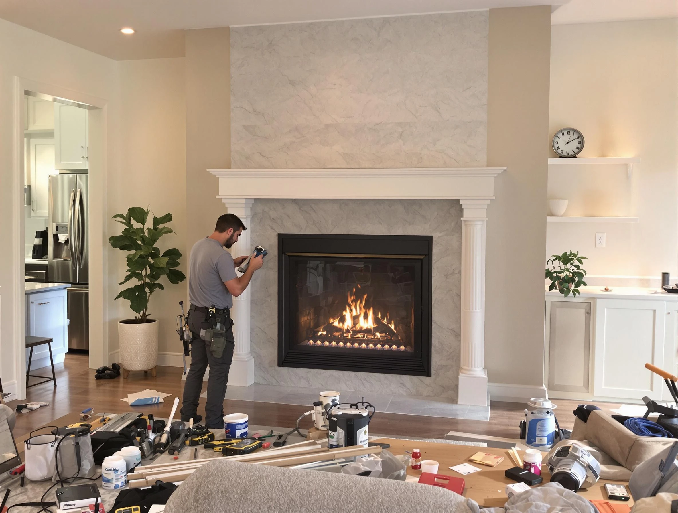 Newly installed fireplace by Salem Chimney Sweep in Salem, MA
